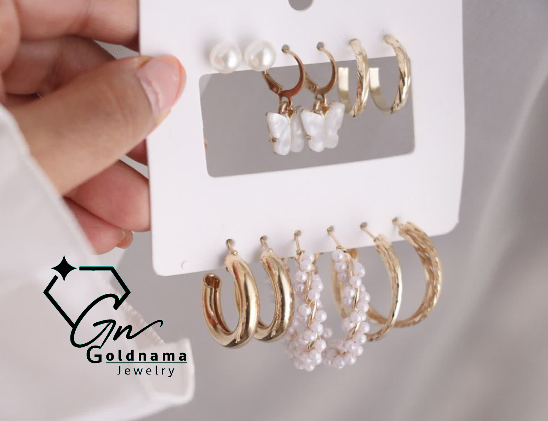 پک گوشواره اسپرت 6 جفتی مرواریدی زنانه/دخترانه طلایی