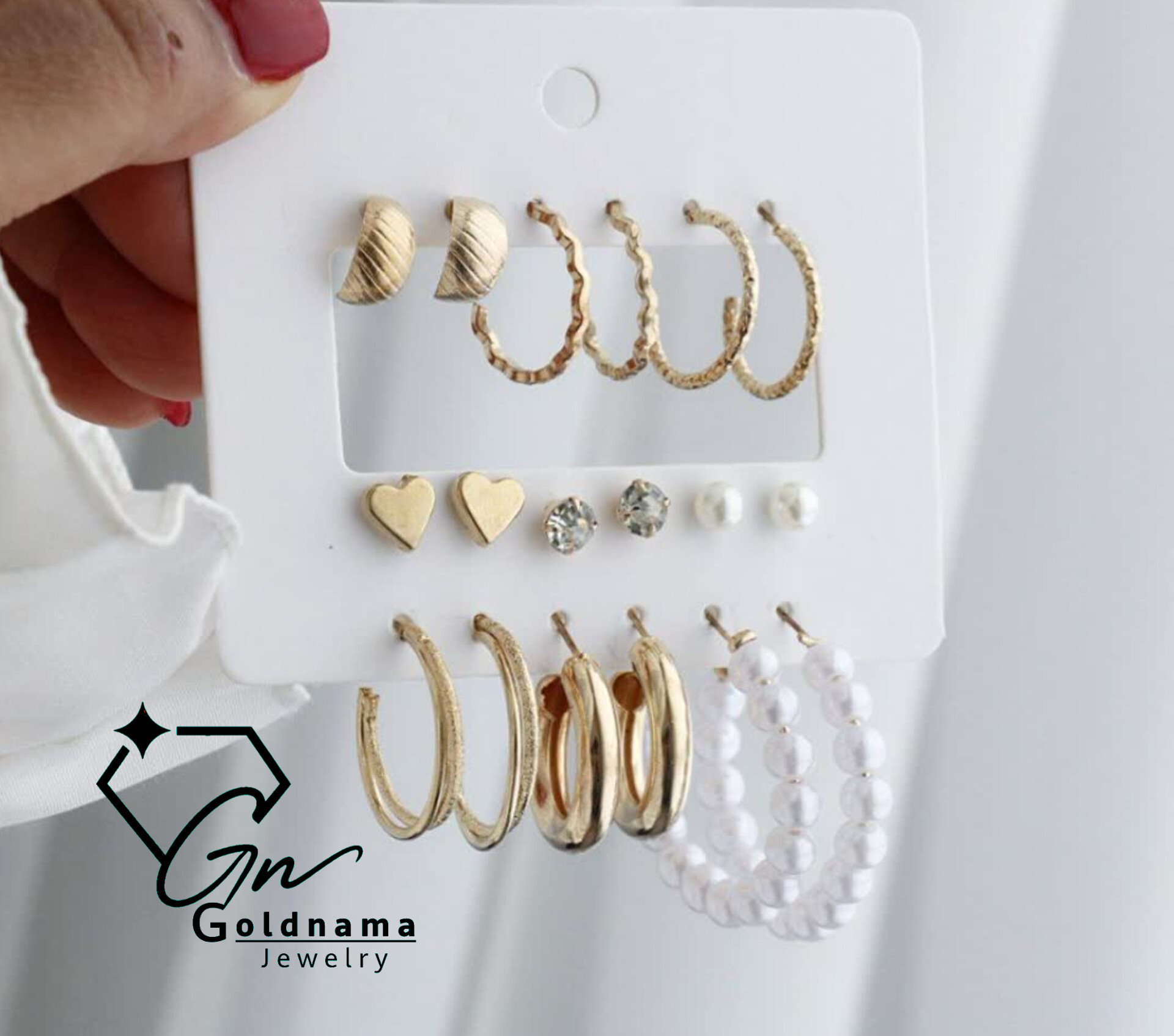 پک گوشواره 9 جفتی اسپرت زنانه/دخترانه طلایی