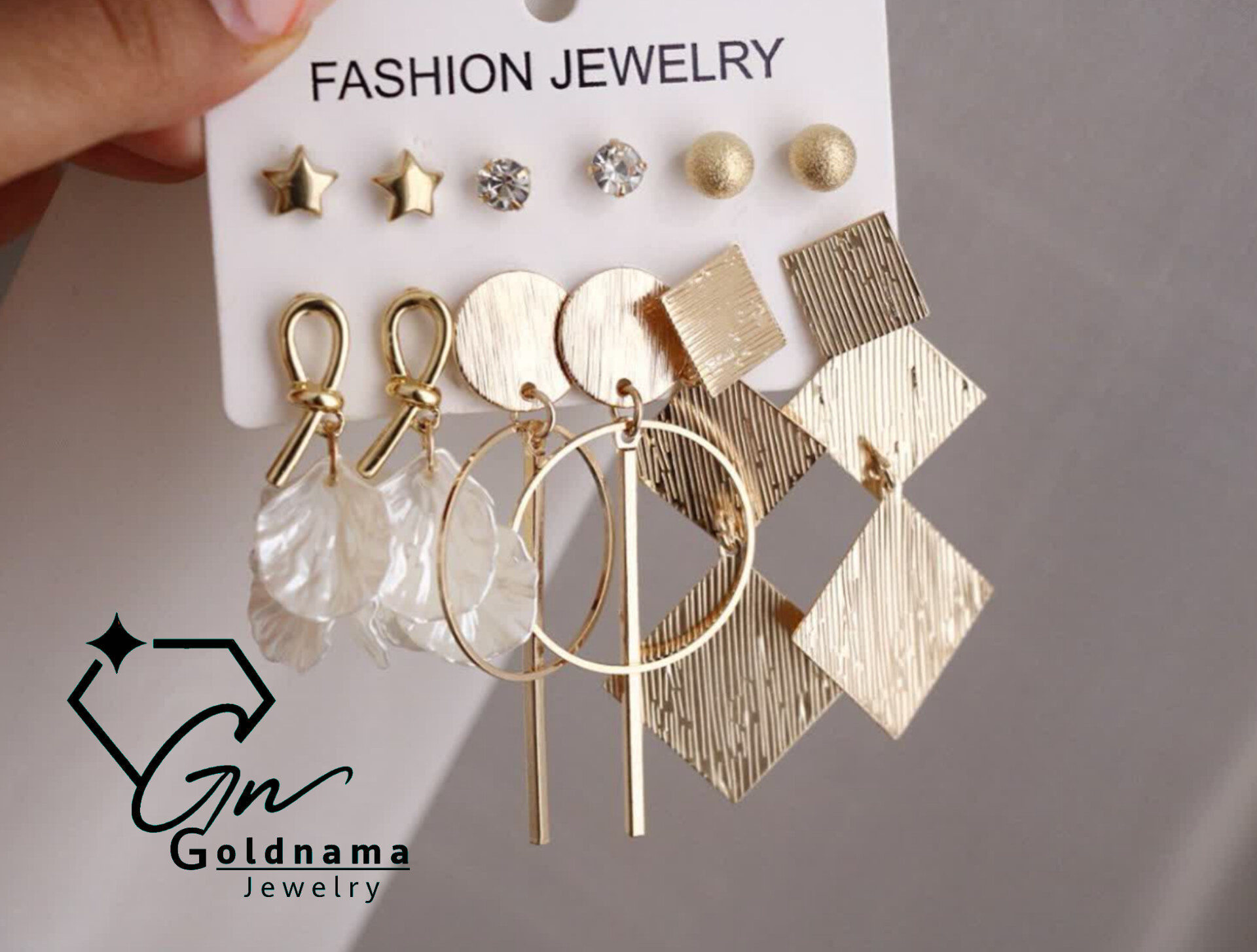 پک گوشواره 6 عددی اسپرت زنانه/دخترانه طلایی و نقره ای