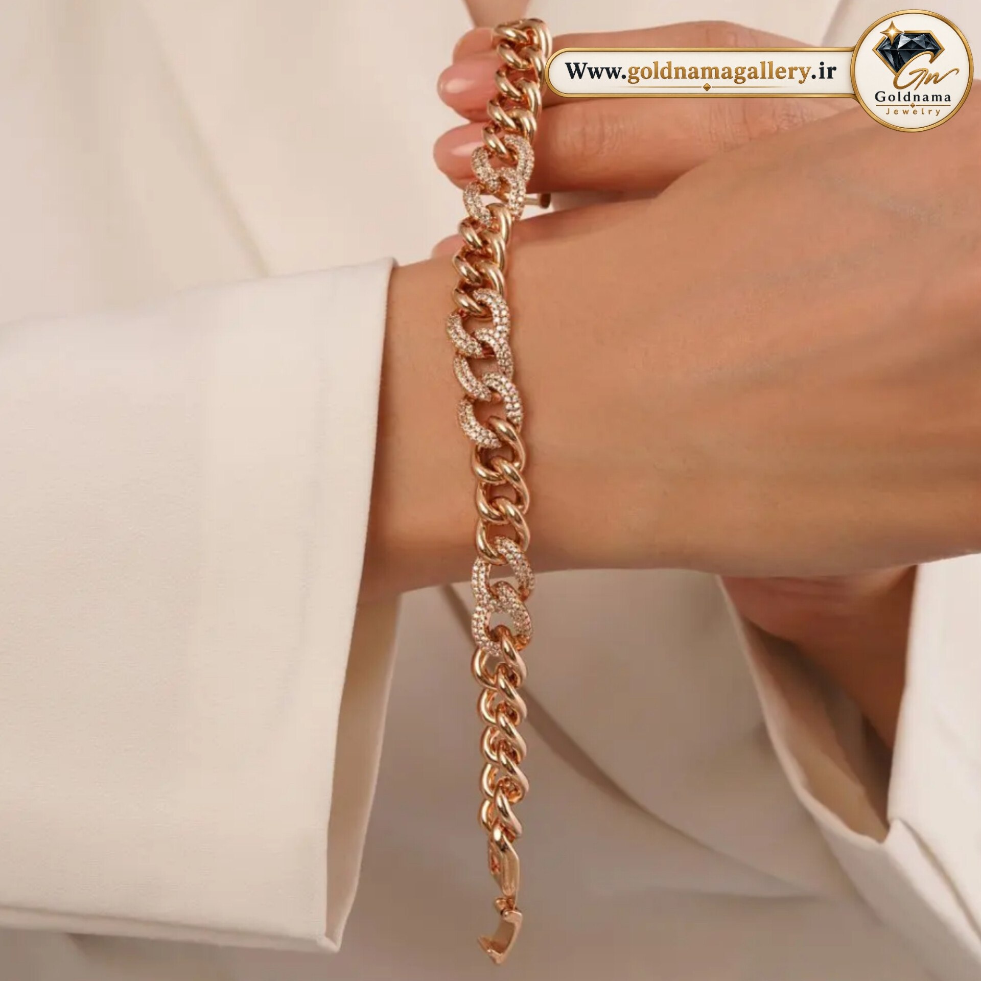 دستبند ژوپینگ نگین‌دار کارتیر | زنجیری ظریف | رنگ ثابت | دخترانه و زنانه