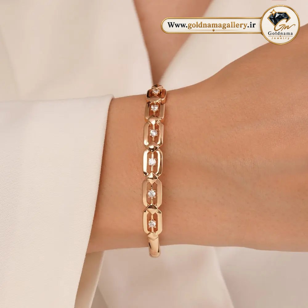 دستبند النگویی ژوپینگ نگین دار زنانه وارداتی