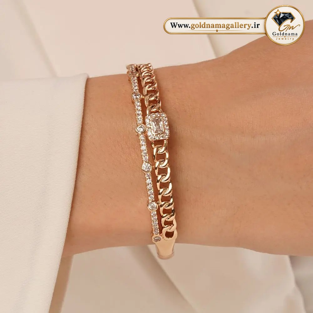 دستبند زنانه ژوپینگ نگین دار مجلسی وارداتی سایز 2