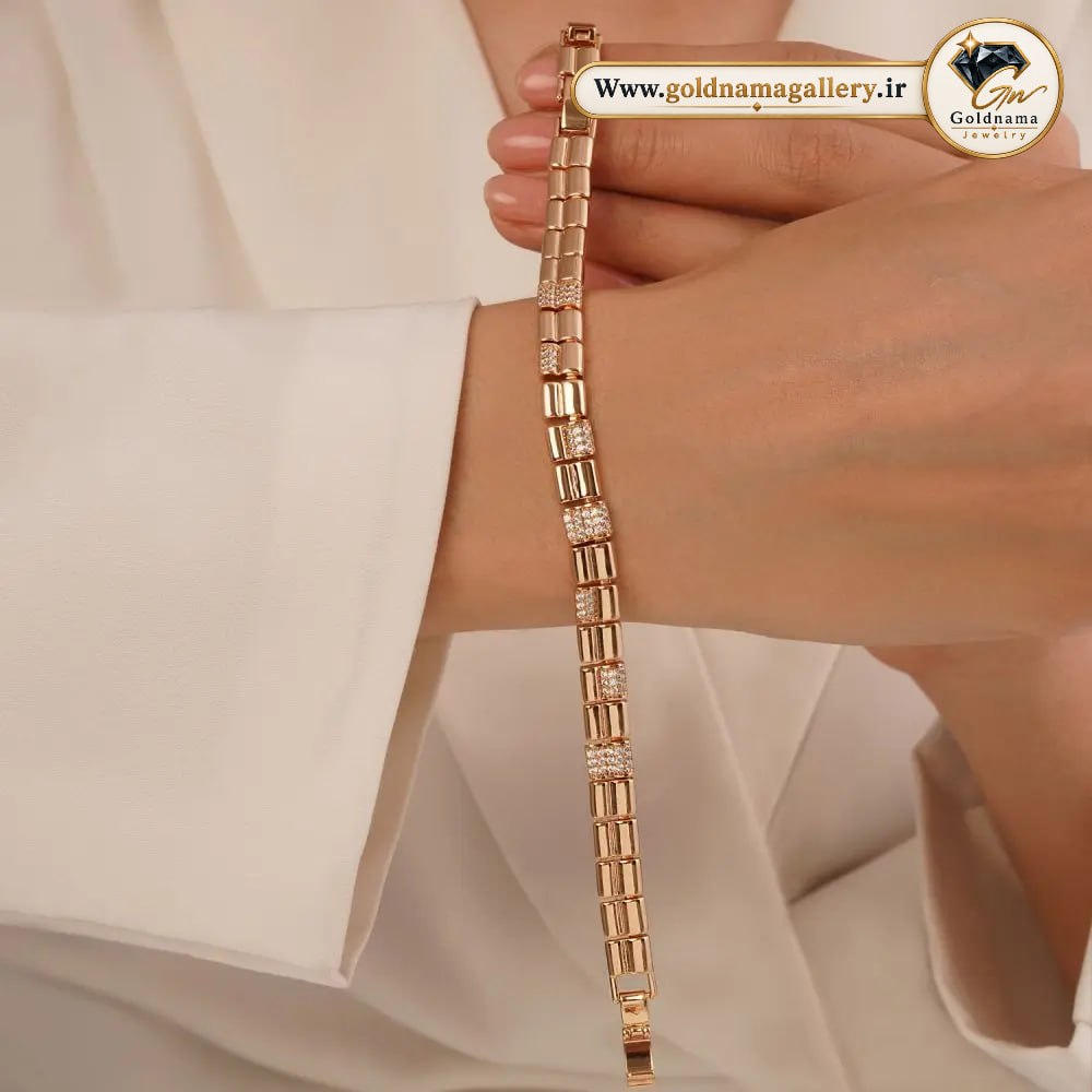دستبند زنانه ژوپینگ نگین دار ماری ایینه ای مجلسی وارداتی 20 سانتر
