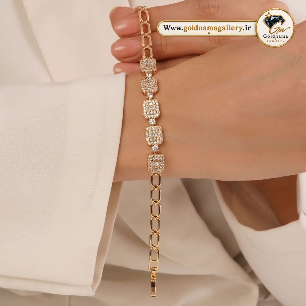 دستبند زنجیری زنانه ژوپینگ مشابه طلا رنگ ثابت ضد حساسیت ژوپینگ