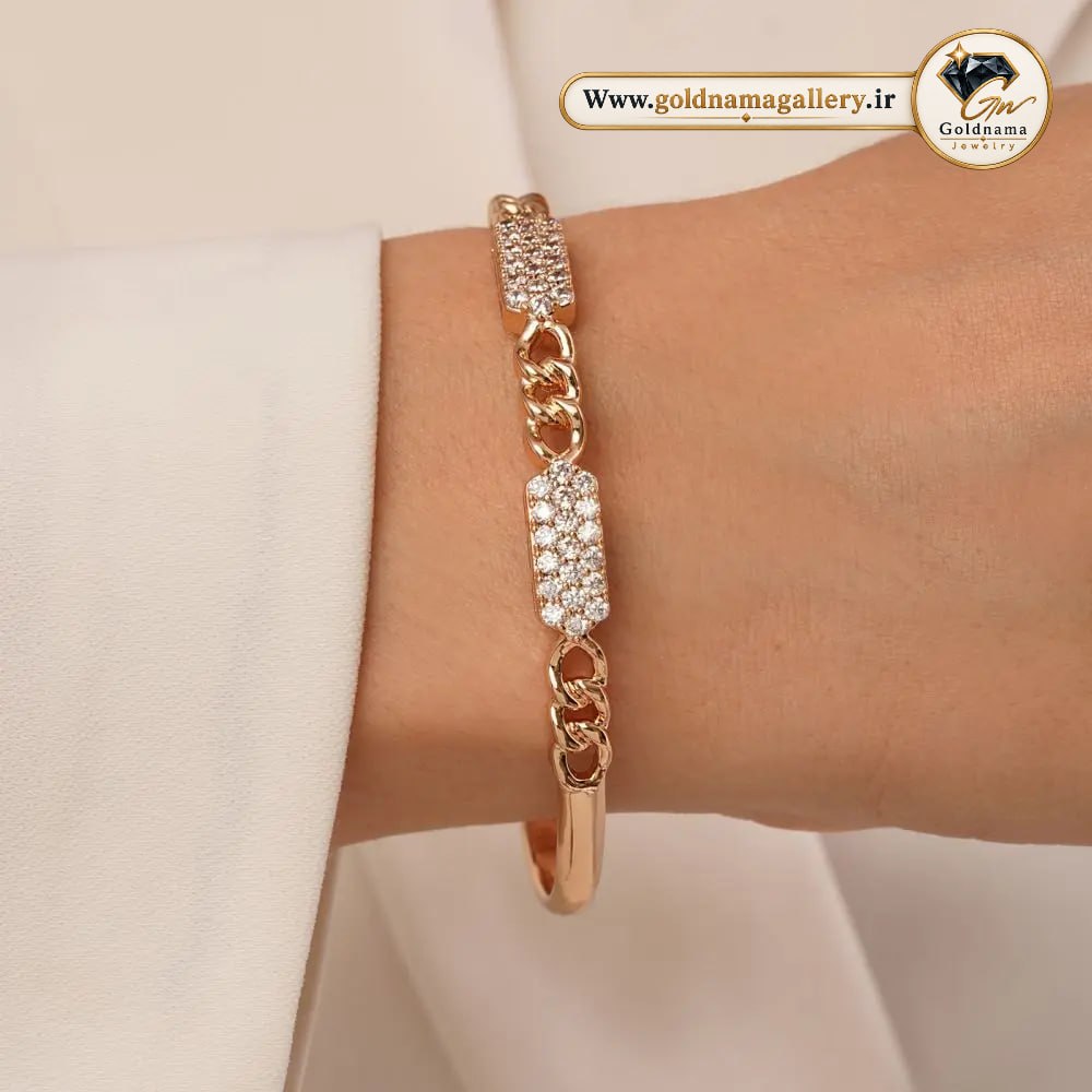 دستبند النگویی ژوپینگ وارداتی نگین دار سایز 3