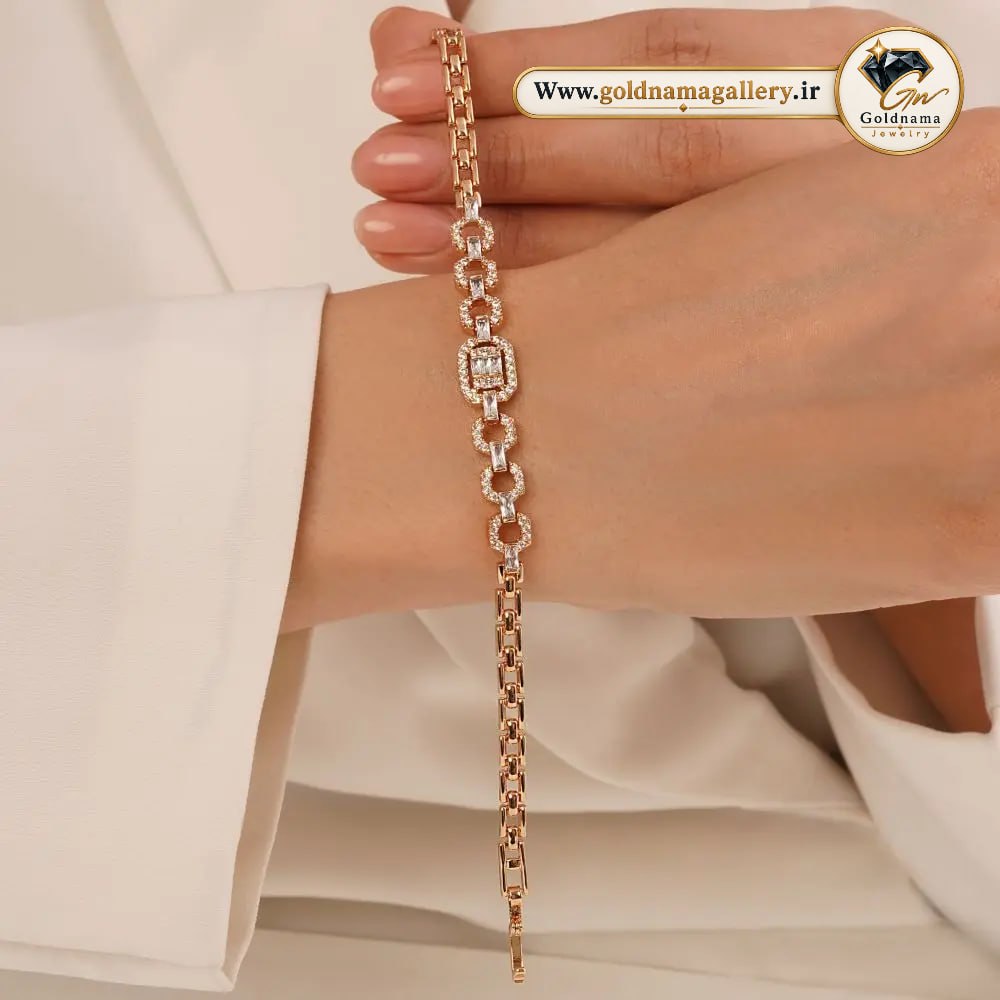 دستبند ژوپینگ زنجیری نگین‌دار ظریف زنانه