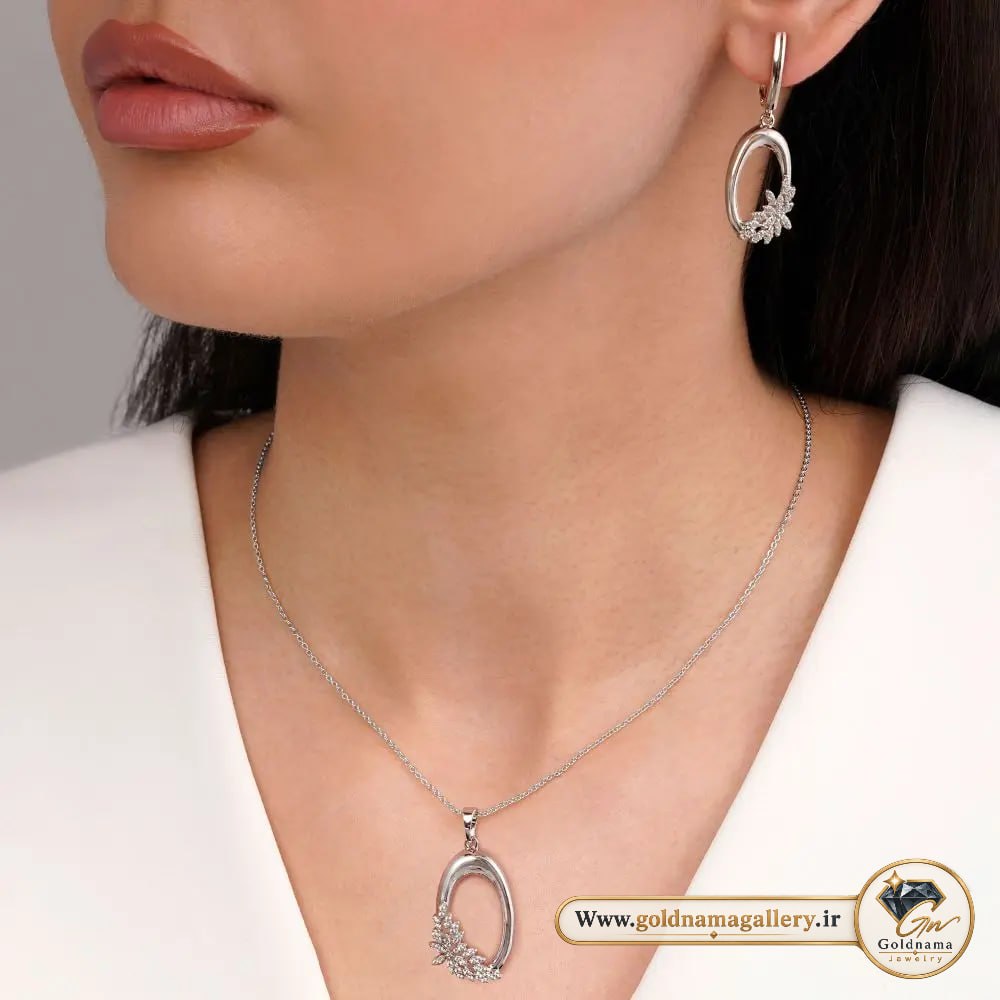 نیم ست شوپینگ سفید نگین دار