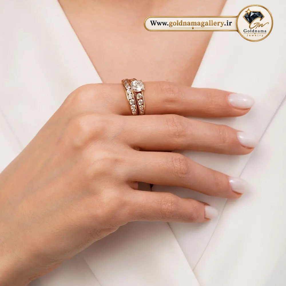 انگشتر ژوپینگ نگین‌دار ظریف و مجلسی