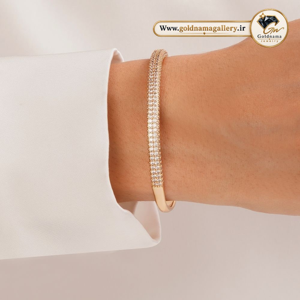 دستبند النگویی ژوپینگ نگین‌دار ضد حساسیت مشابه طلا زنانه