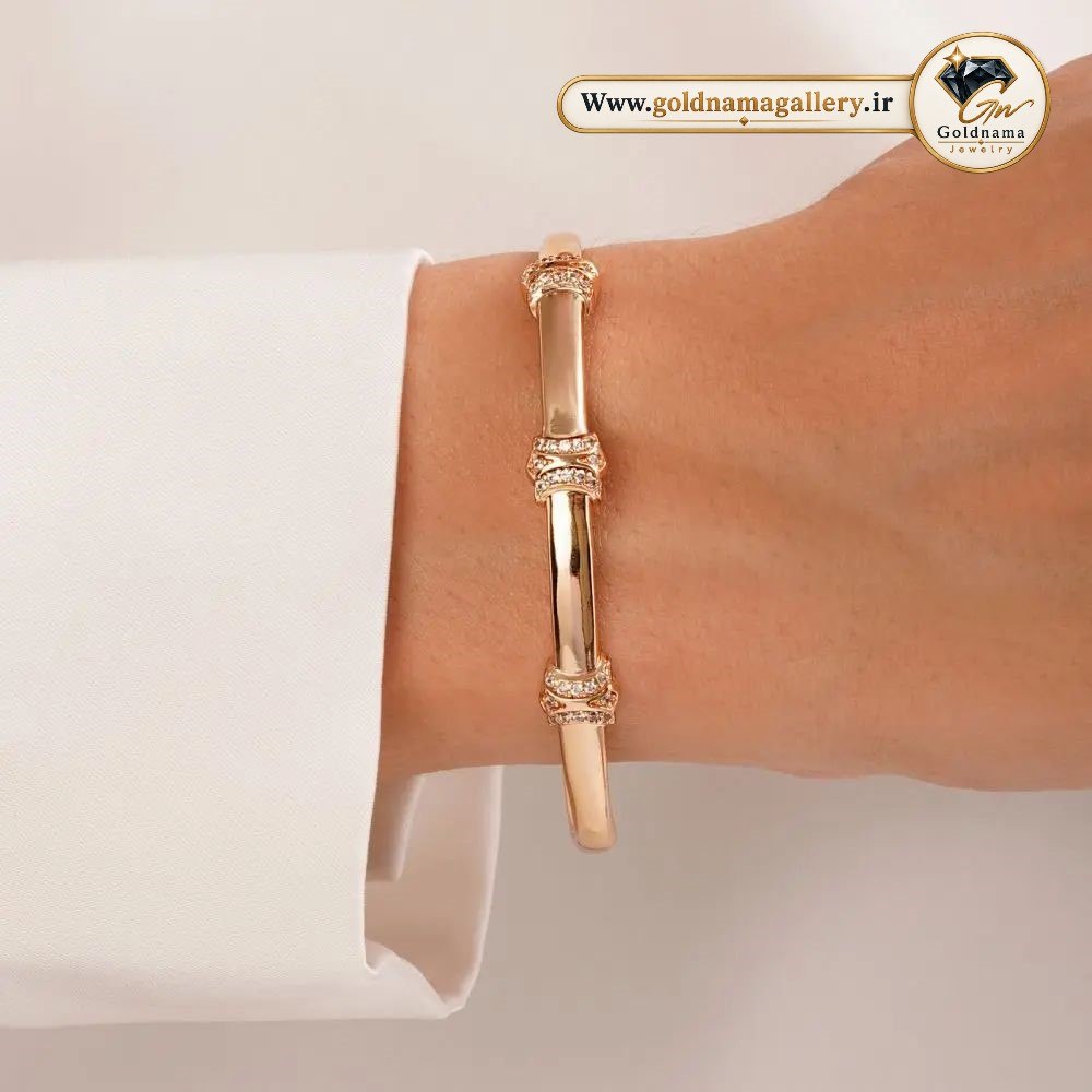 دستبند ژوپینگ نگین‌دار ظریف مشابه طلا وارداتی