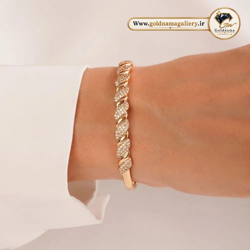 دستبند ژوپینگ طرح طلا نگین‌دار مناسب هدیه